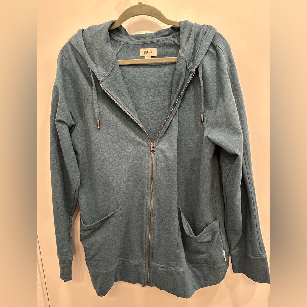 Pact teal full zip hoodie